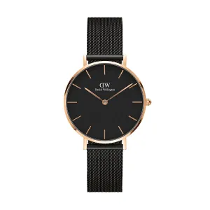 Daniel Wellington Black Mesh Bracelet Black Dial Quartz Watch for Ladies - DW00100201