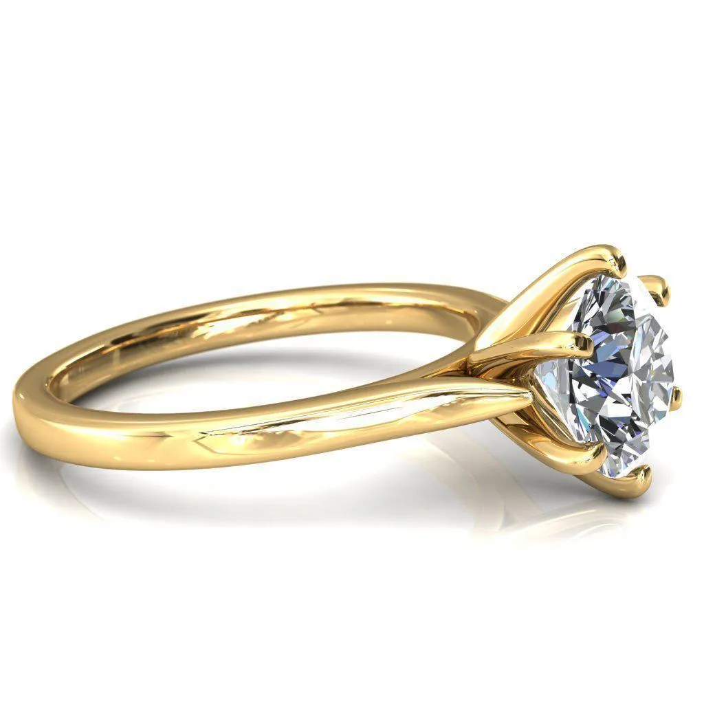 Darci Round Center Stone 6 Prong Cathedral Solitaire Engagement Ring