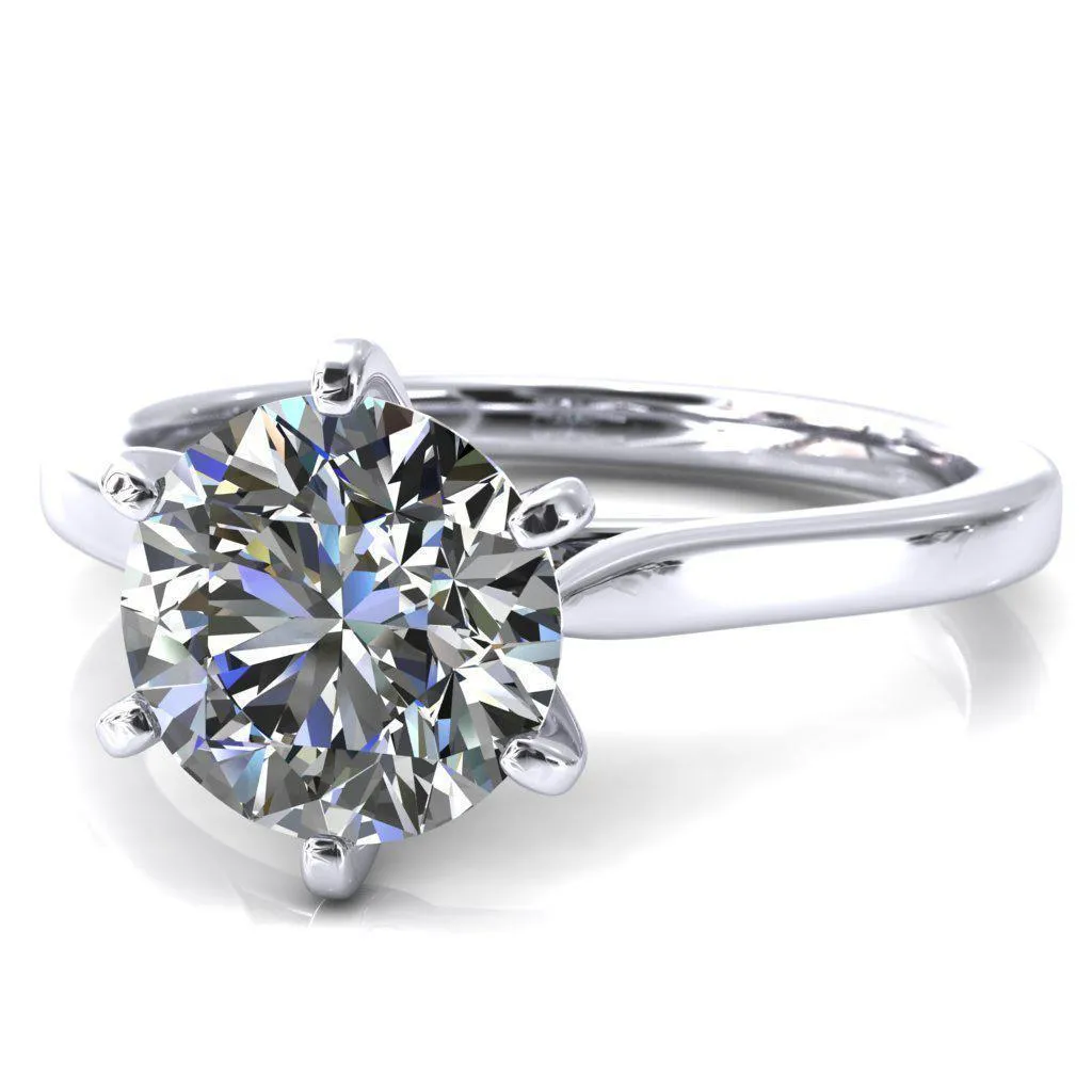 Darci Round Center Stone 6 Prong Cathedral Solitaire Engagement Ring