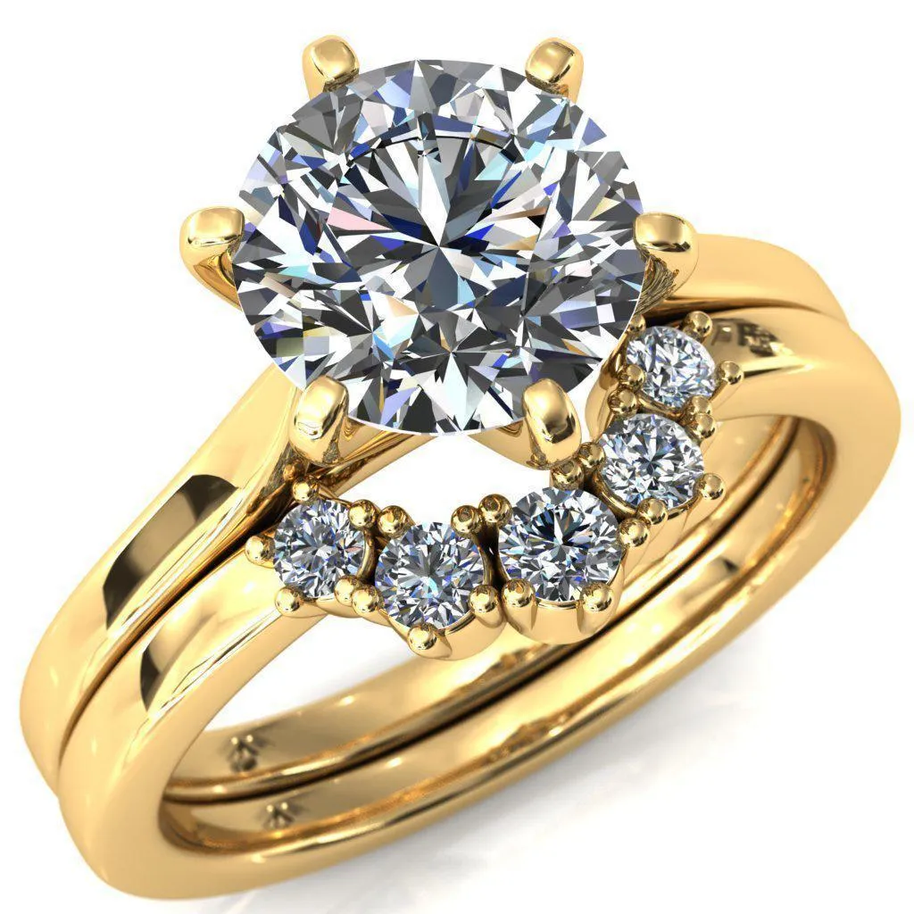 Darci Round Center Stone 6 Prong Cathedral Solitaire Engagement Ring