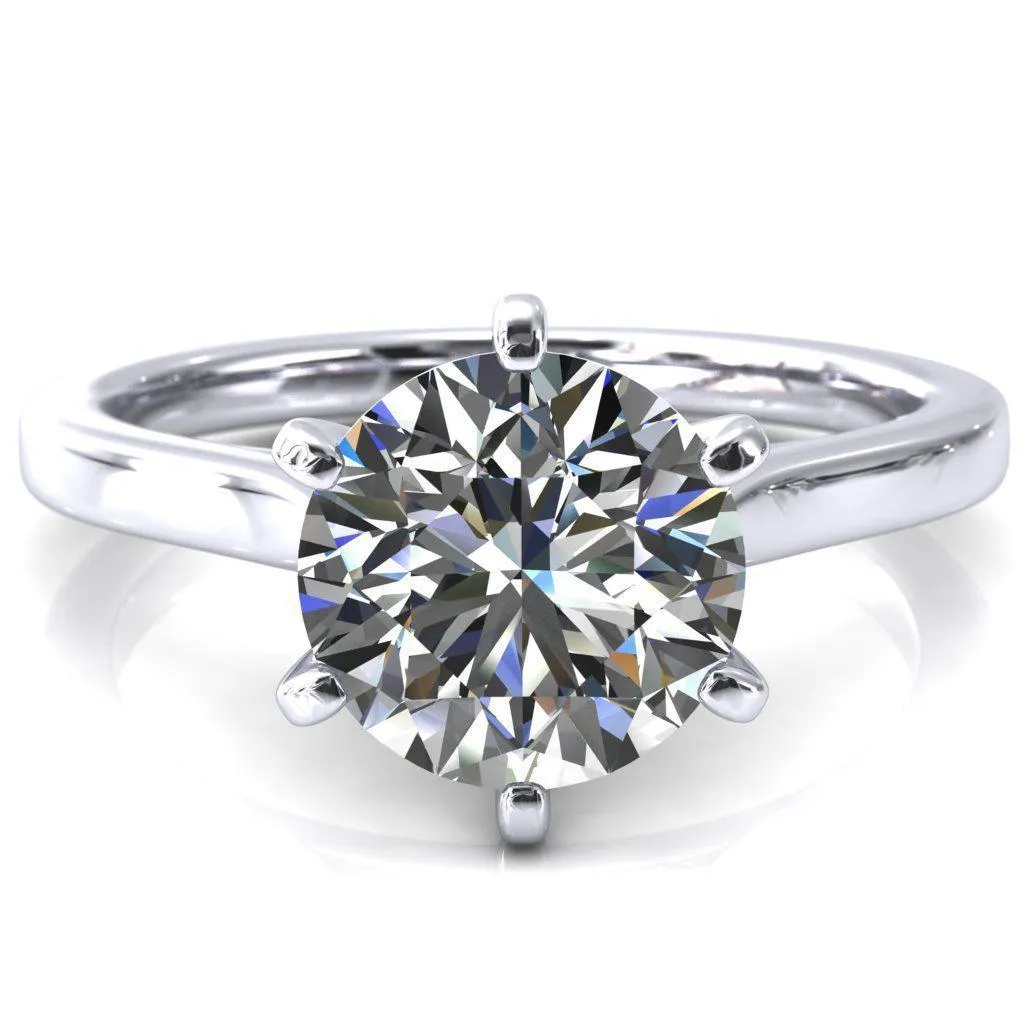 Darci Round Center Stone 6 Prong Cathedral Solitaire Engagement Ring