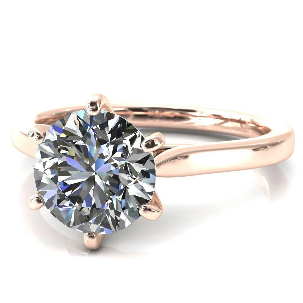 Darci Round Center Stone 6 Prong Cathedral Solitaire Engagement Ring