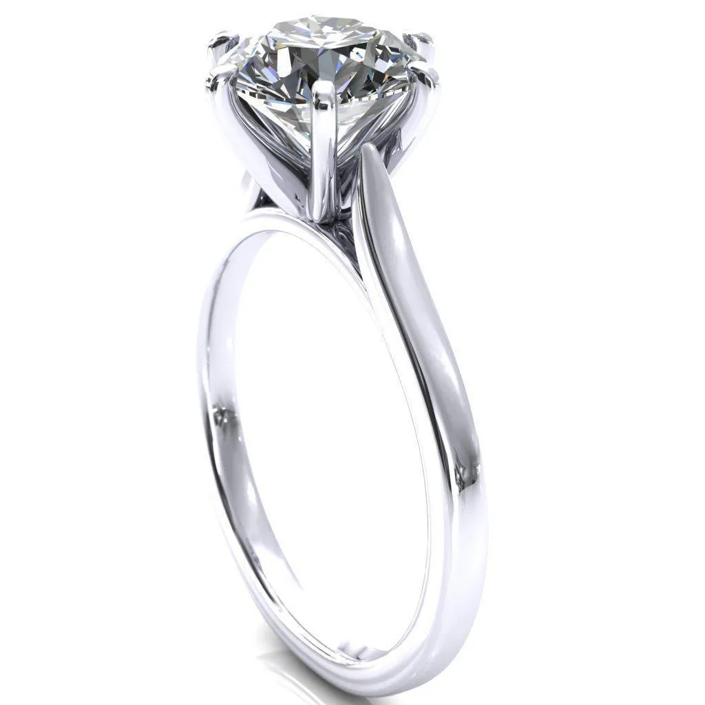Darci Round Center Stone 6 Prong Cathedral Solitaire Engagement Ring