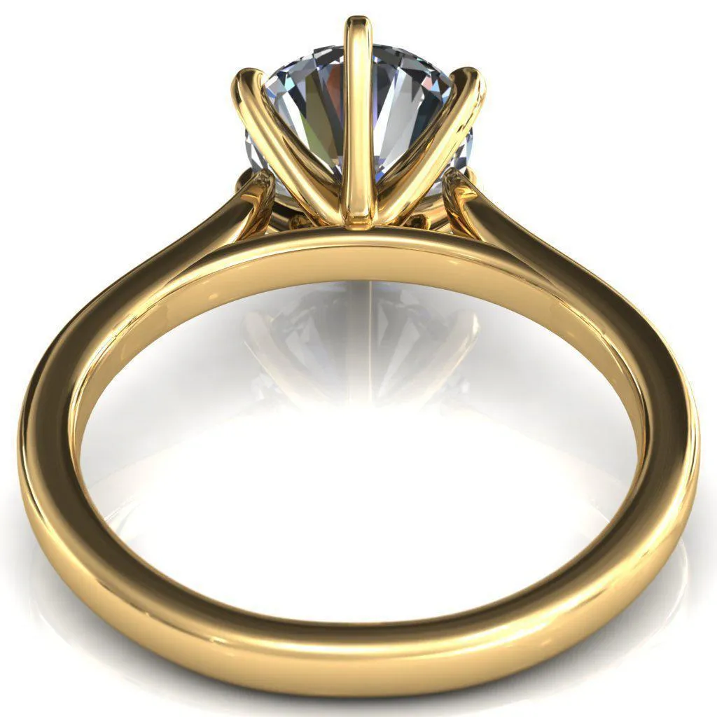 Darci Round Center Stone 6 Prong Cathedral Solitaire Engagement Ring