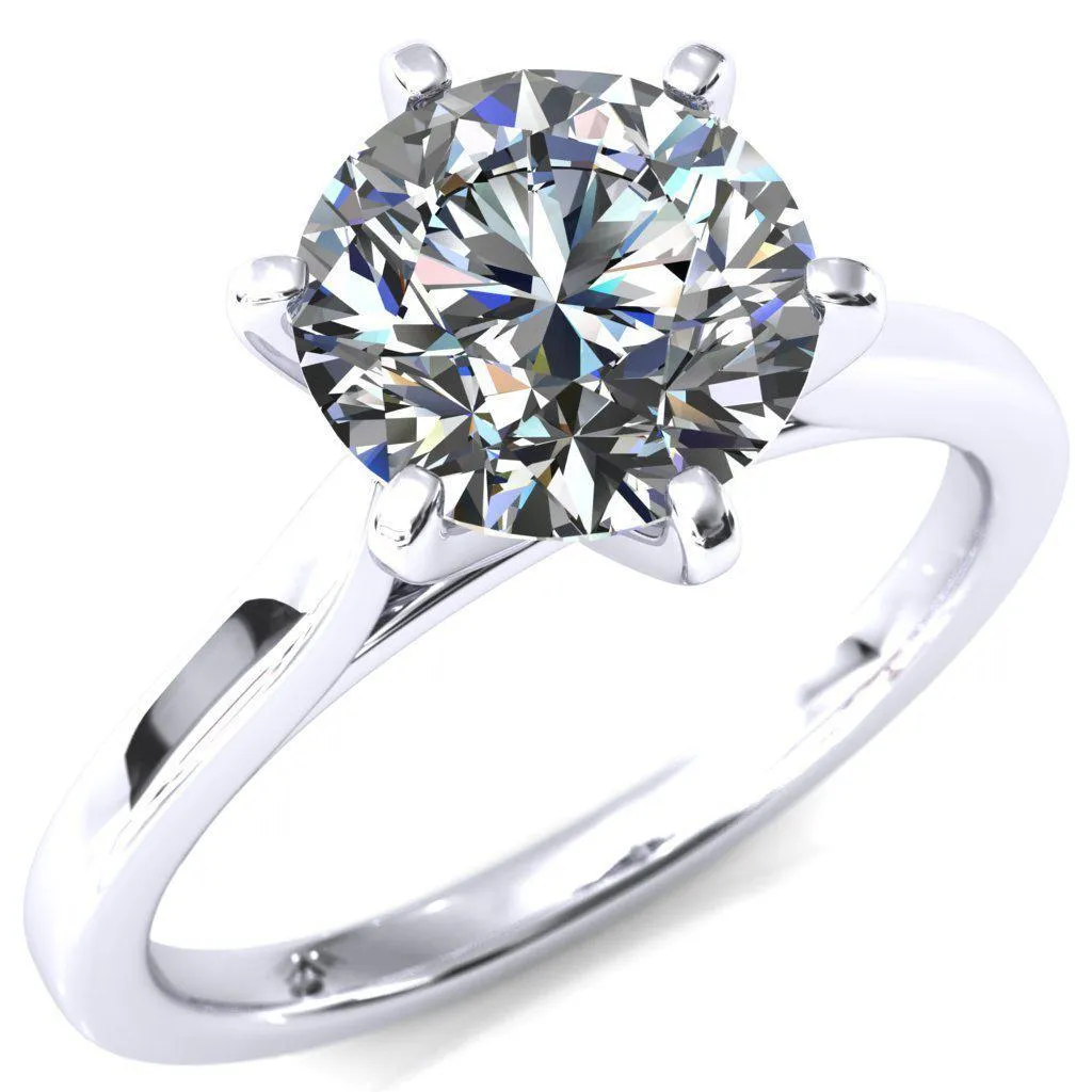 Darci Round Center Stone 6 Prong Cathedral Solitaire Engagement Ring