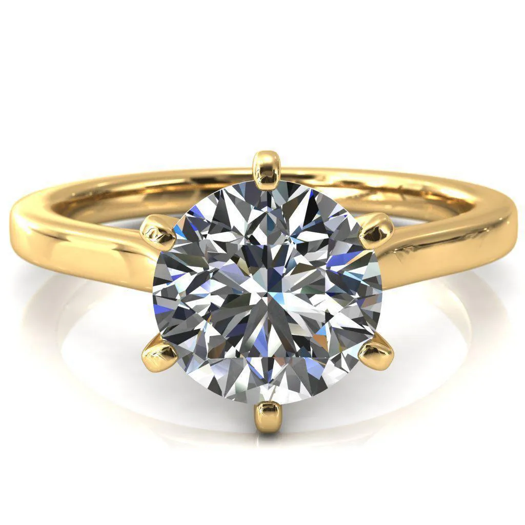 Darci Round Center Stone 6 Prong Cathedral Solitaire Engagement Ring