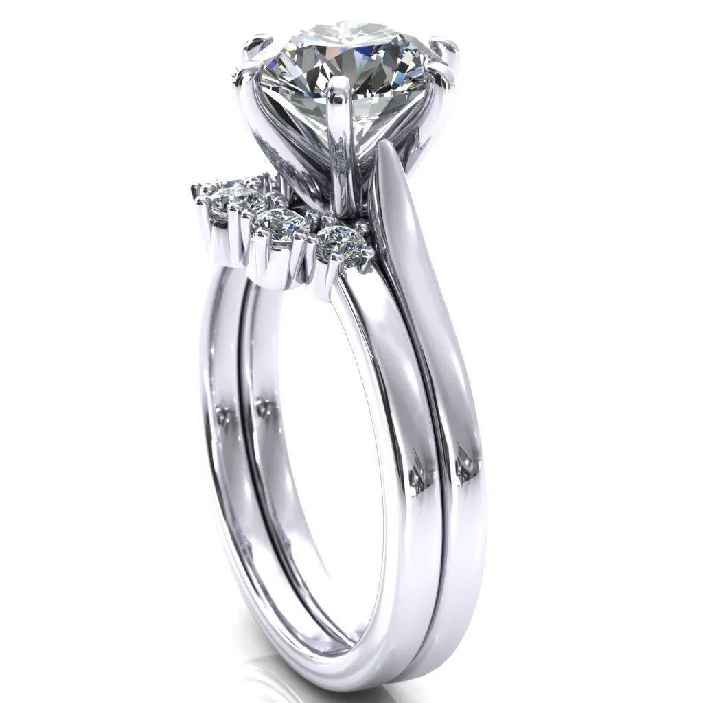 Darci Round Center Stone 6 Prong Cathedral Solitaire Engagement Ring