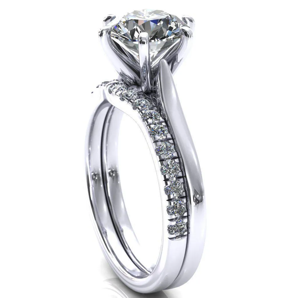 Darci Round Center Stone 6 Prong Cathedral Solitaire Engagement Ring