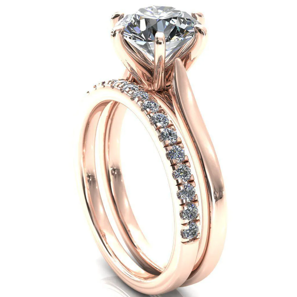 Darci Round Center Stone 6 Prong Cathedral Solitaire Engagement Ring
