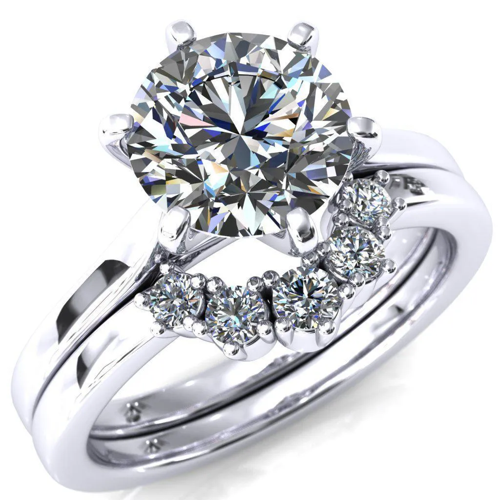 Darci Round Center Stone 6 Prong Cathedral Solitaire Engagement Ring