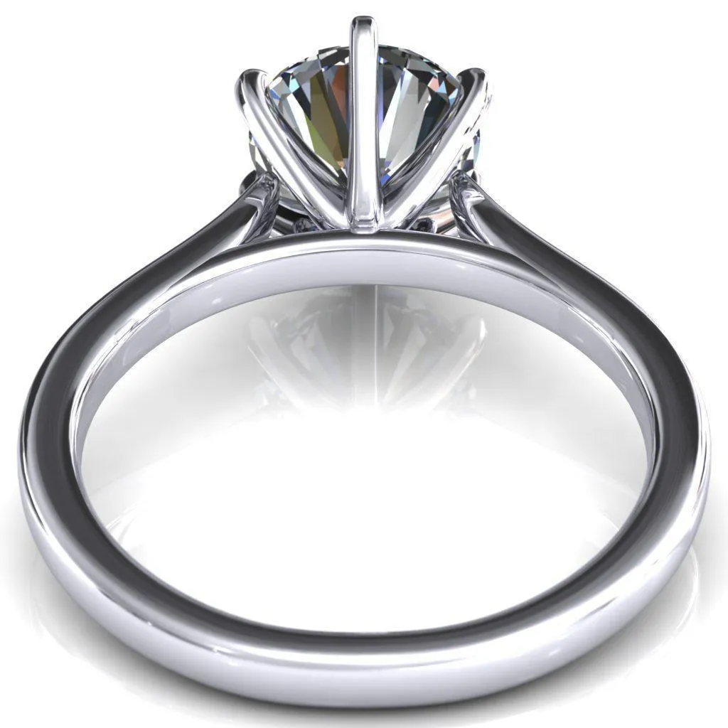 Darci Round Center Stone 6 Prong Cathedral Solitaire Engagement Ring