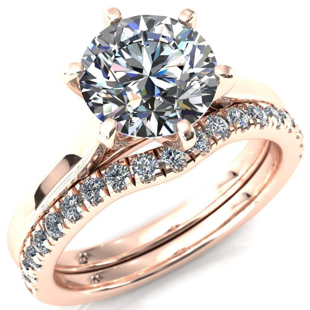 Darci Round Center Stone 6 Prong Cathedral Solitaire Engagement Ring