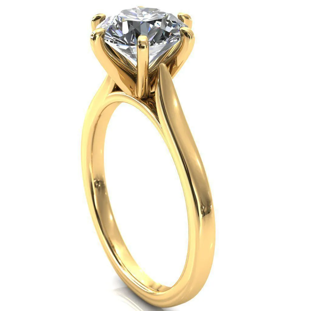 Darci Round Center Stone 6 Prong Cathedral Solitaire Engagement Ring