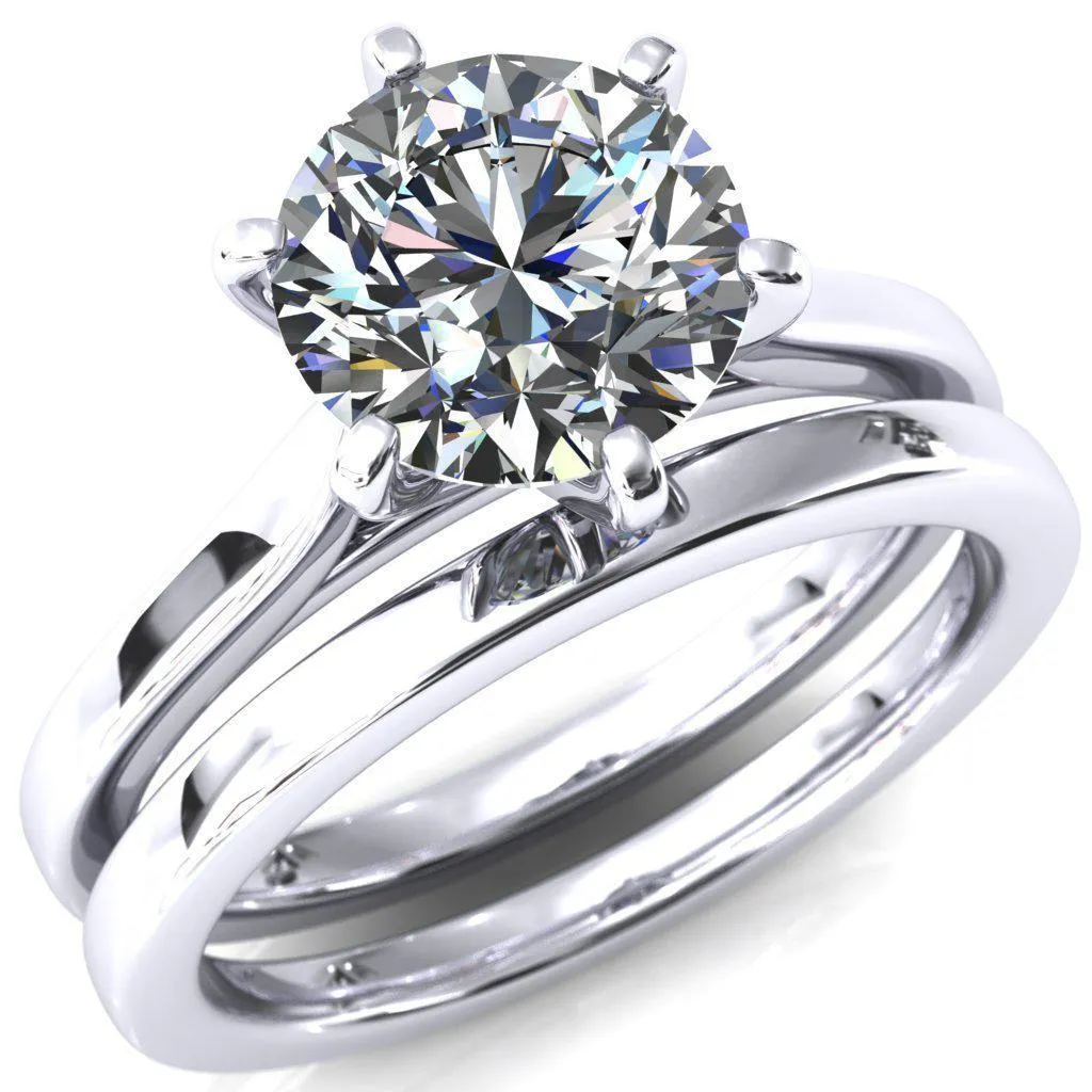 Darci Round Center Stone 6 Prong Cathedral Solitaire Engagement Ring