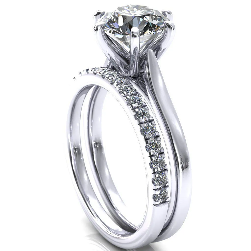 Darci Round Center Stone 6 Prong Cathedral Solitaire Engagement Ring