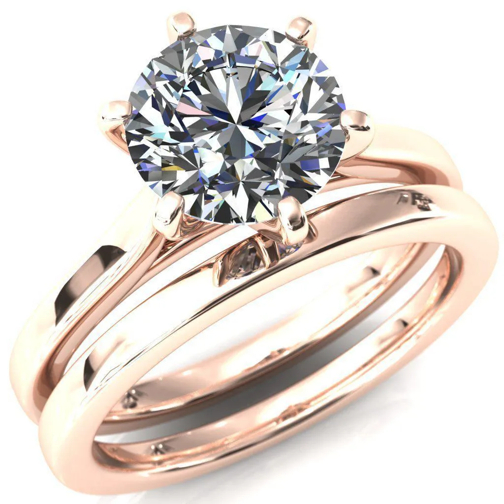 Darci Round Center Stone 6 Prong Cathedral Solitaire Engagement Ring