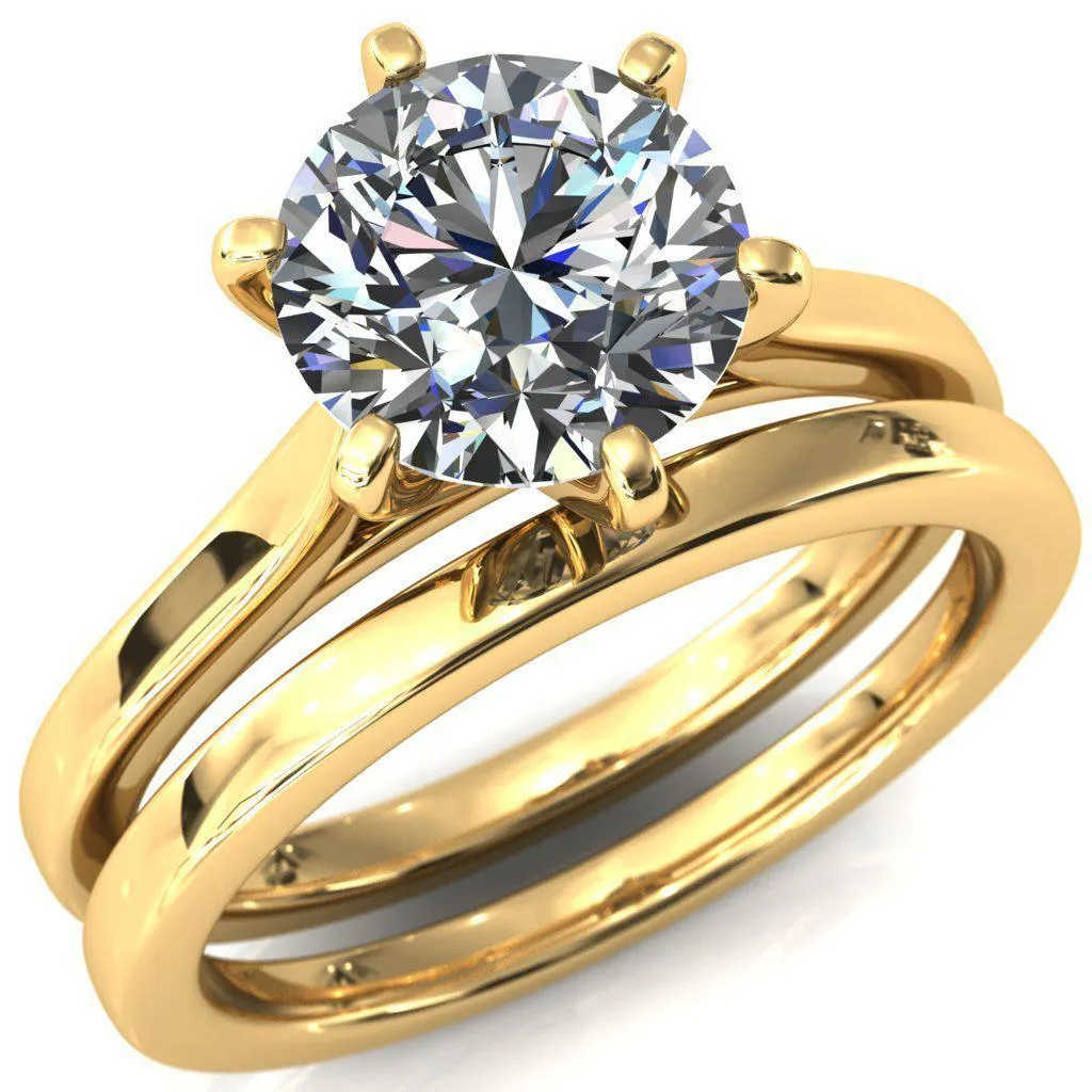 Darci Round Center Stone 6 Prong Cathedral Solitaire Engagement Ring