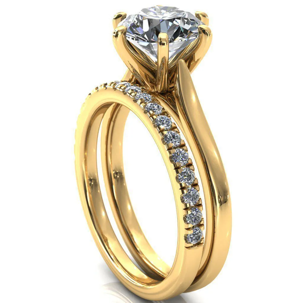 Darci Round Center Stone 6 Prong Cathedral Solitaire Engagement Ring