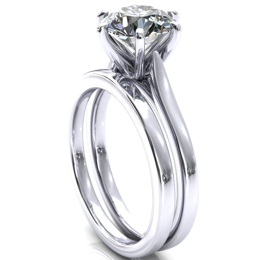 Darci Round Center Stone 6 Prong Cathedral Solitaire Engagement Ring