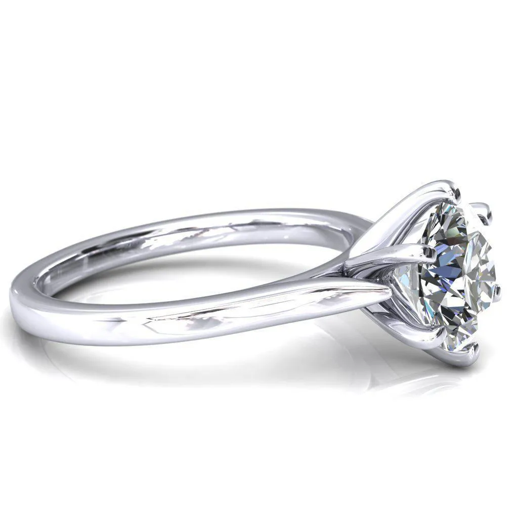 Darci Round Center Stone 6 Prong Cathedral Solitaire Engagement Ring