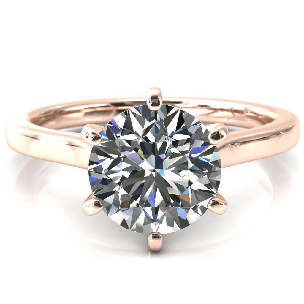 Darci Round Center Stone 6 Prong Cathedral Solitaire Engagement Ring