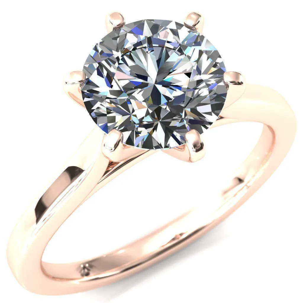 Darci Round Center Stone 6 Prong Cathedral Solitaire Engagement Ring