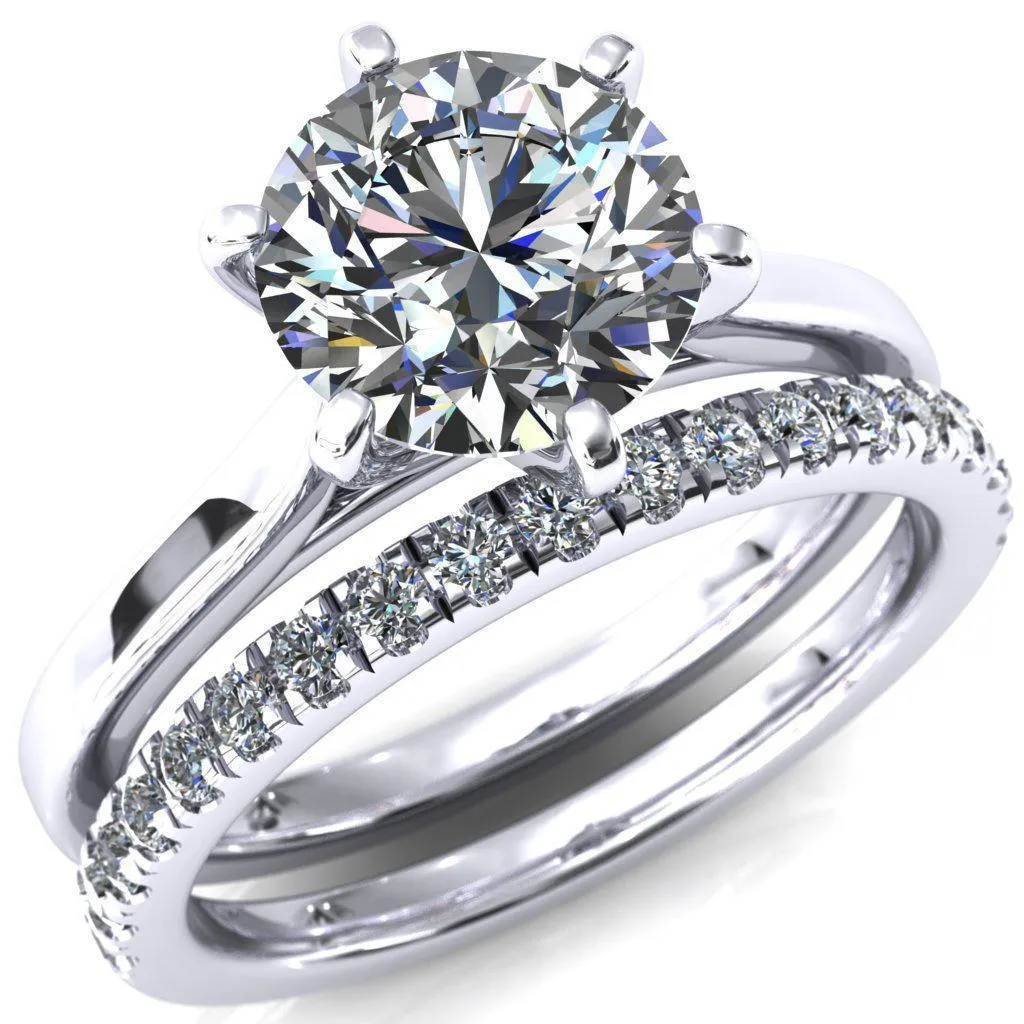Darci Round Center Stone 6 Prong Cathedral Solitaire Engagement Ring