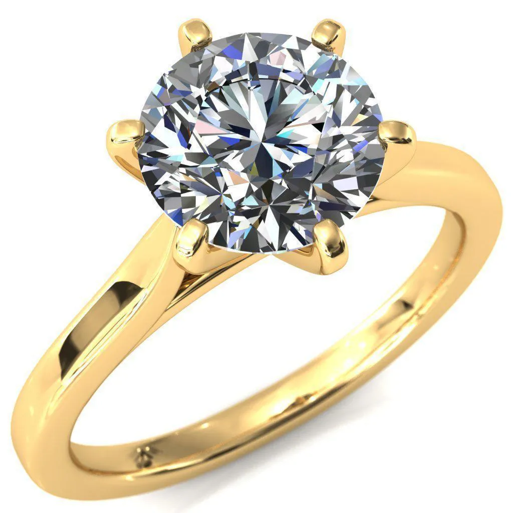 Darci Round Center Stone 6 Prong Cathedral Solitaire Engagement Ring
