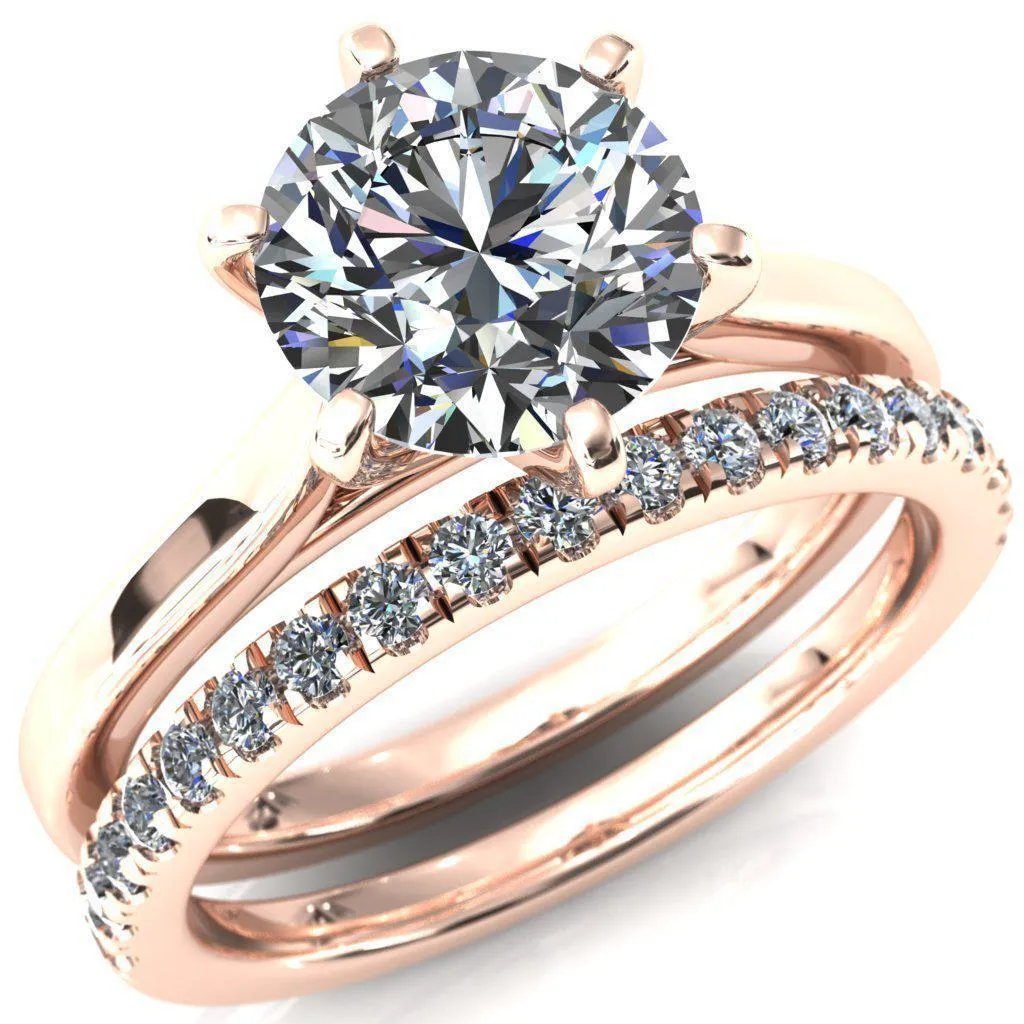 Darci Round Center Stone 6 Prong Cathedral Solitaire Engagement Ring