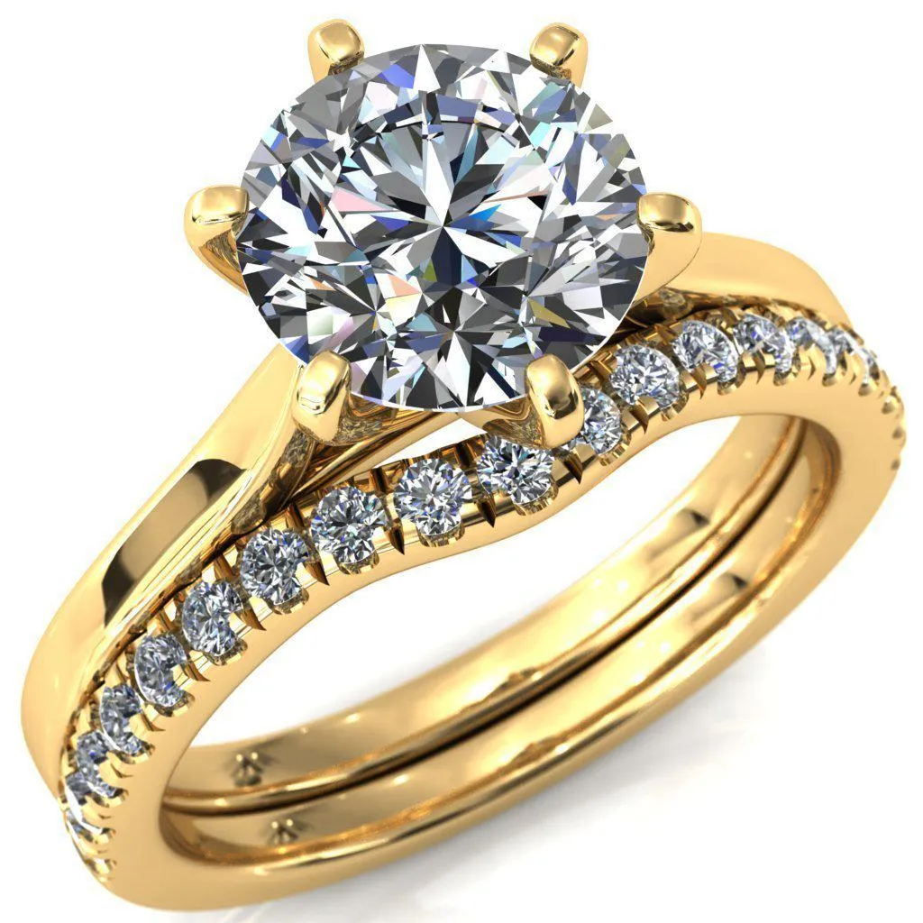 Darci Round Center Stone 6 Prong Cathedral Solitaire Engagement Ring
