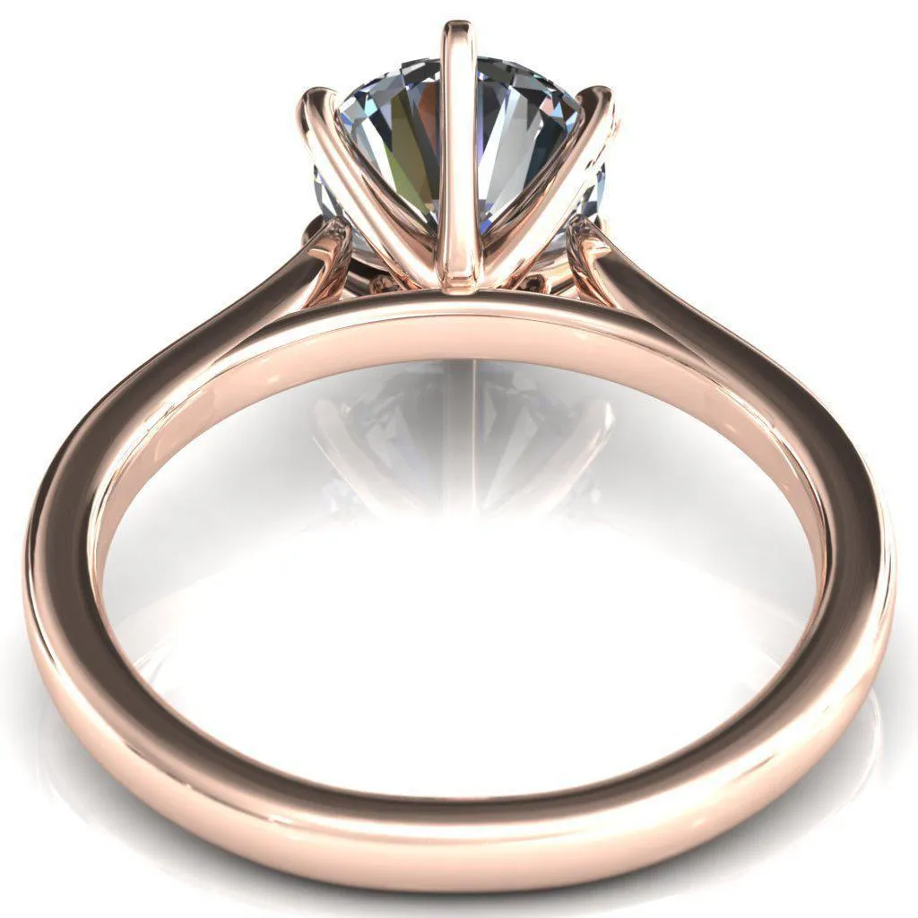 Darci Round Center Stone 6 Prong Cathedral Solitaire Engagement Ring