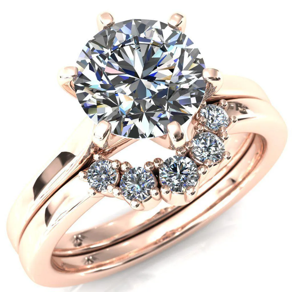 Darci Round Center Stone 6 Prong Cathedral Solitaire Engagement Ring