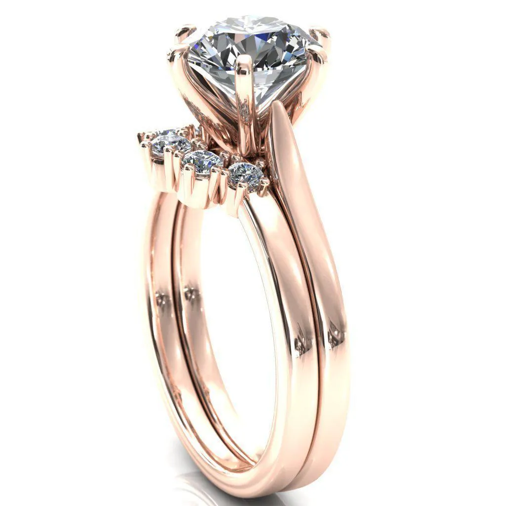 Darci Round Center Stone 6 Prong Cathedral Solitaire Engagement Ring