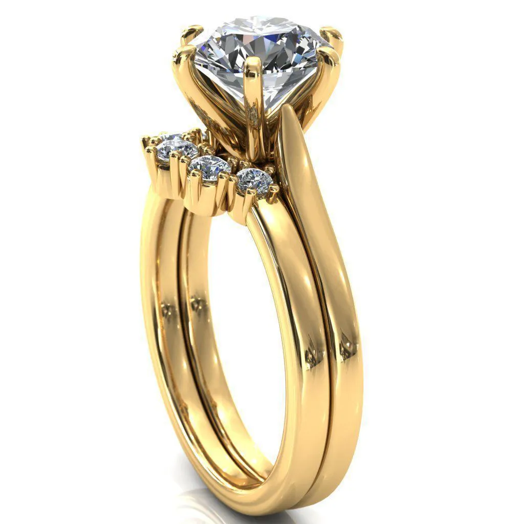 Darci Round Center Stone 6 Prong Cathedral Solitaire Engagement Ring