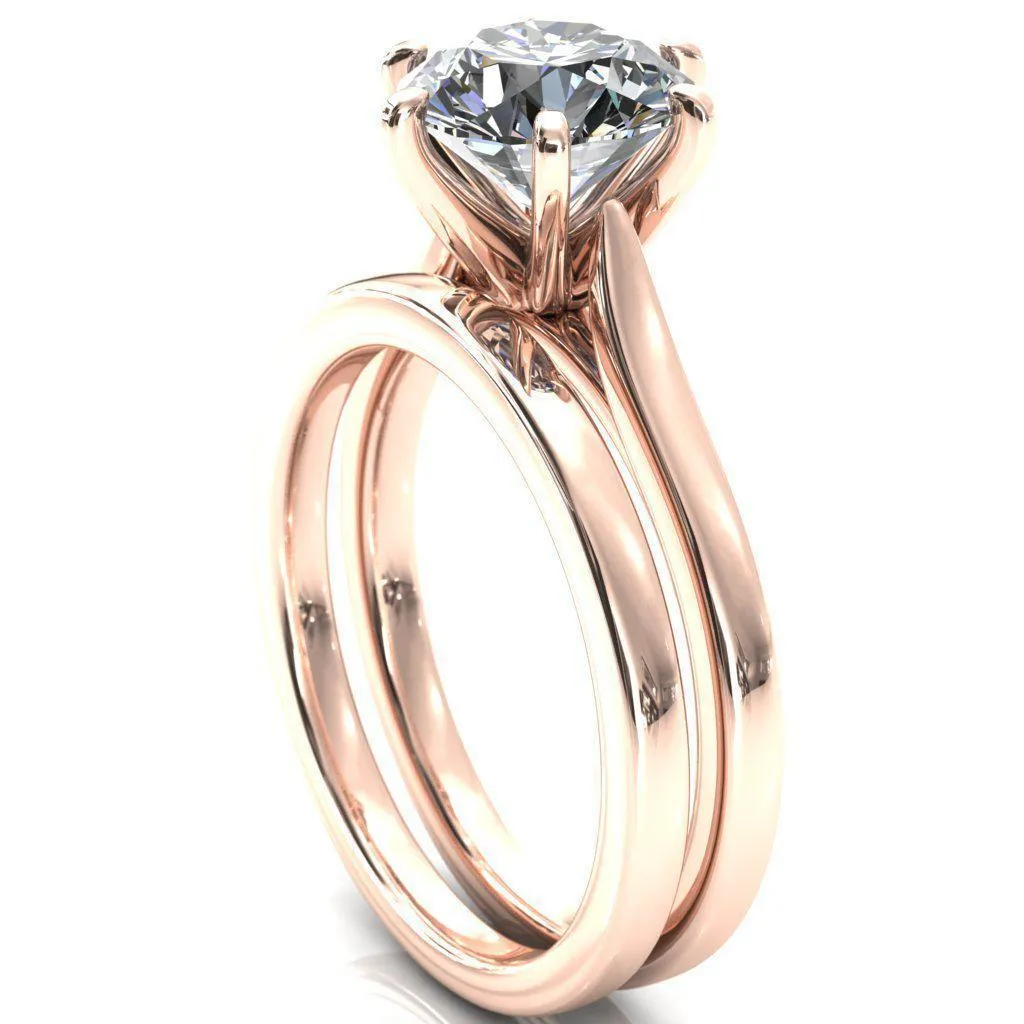 Darci Round Center Stone 6 Prong Cathedral Solitaire Engagement Ring
