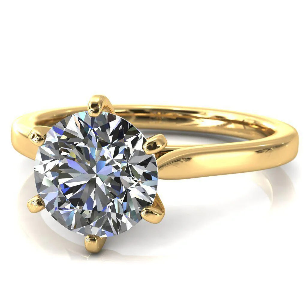 Darci Round Center Stone 6 Prong Cathedral Solitaire Engagement Ring