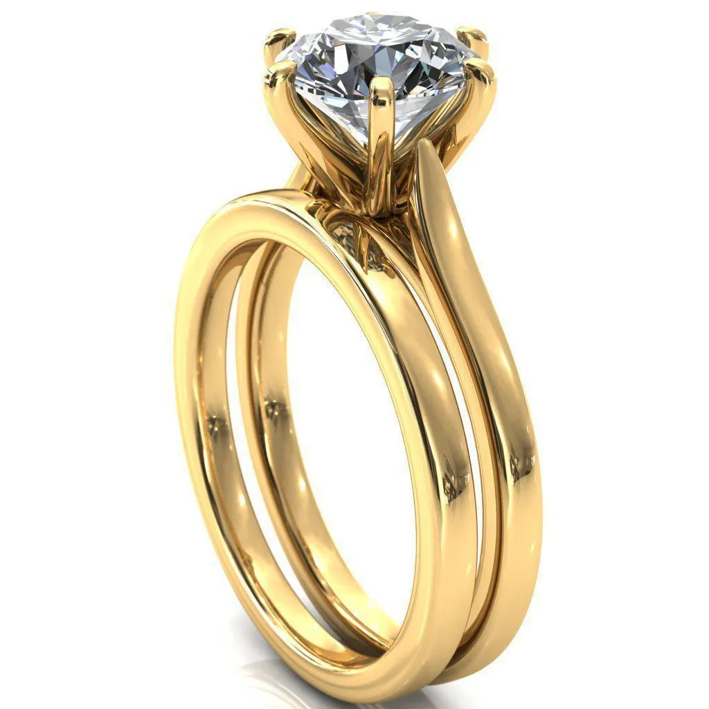 Darci Round Center Stone 6 Prong Cathedral Solitaire Engagement Ring