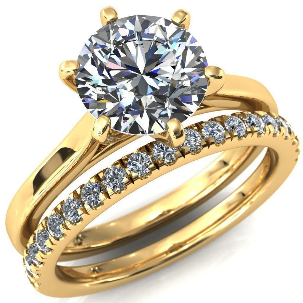 Darci Round Center Stone 6 Prong Cathedral Solitaire Engagement Ring