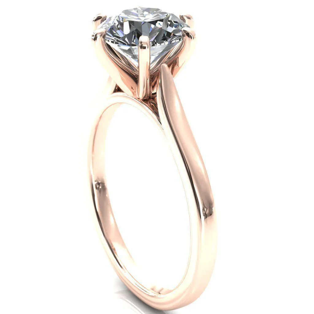 Darci Round Center Stone 6 Prong Cathedral Solitaire Engagement Ring