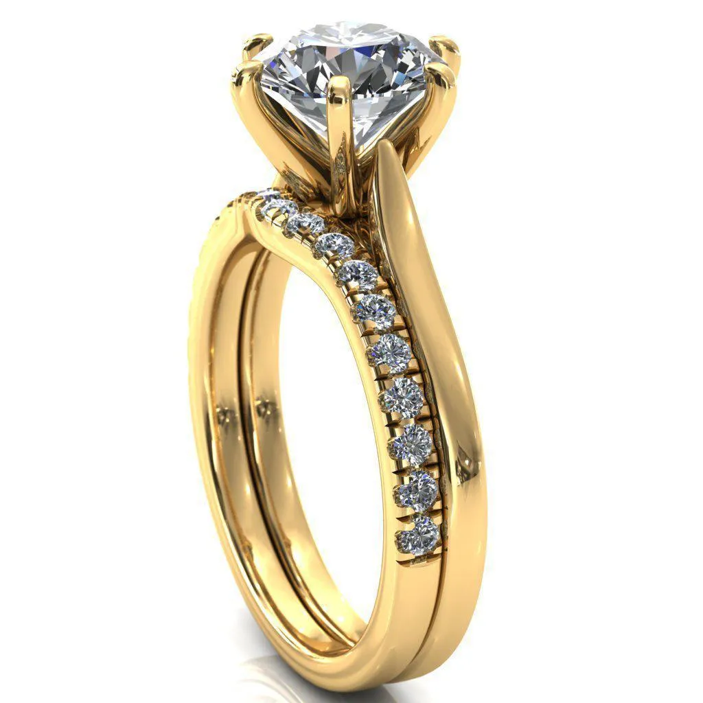Darci Round Center Stone 6 Prong Cathedral Solitaire Engagement Ring