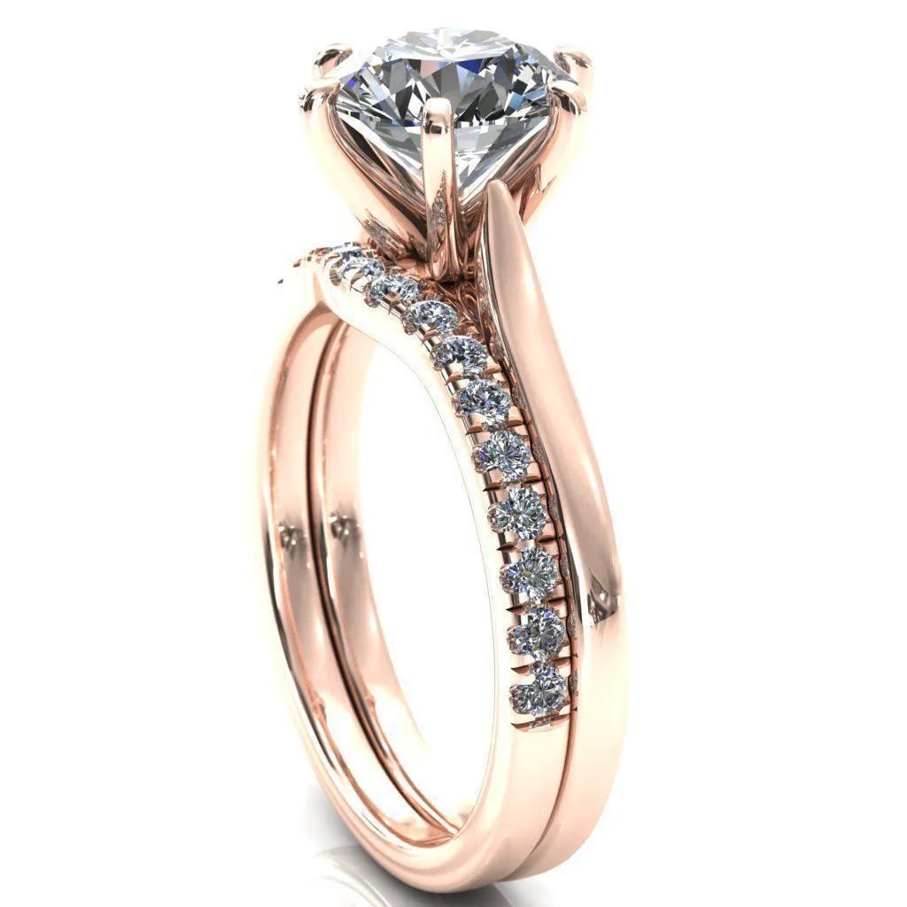 Darci Round Center Stone 6 Prong Cathedral Solitaire Engagement Ring
