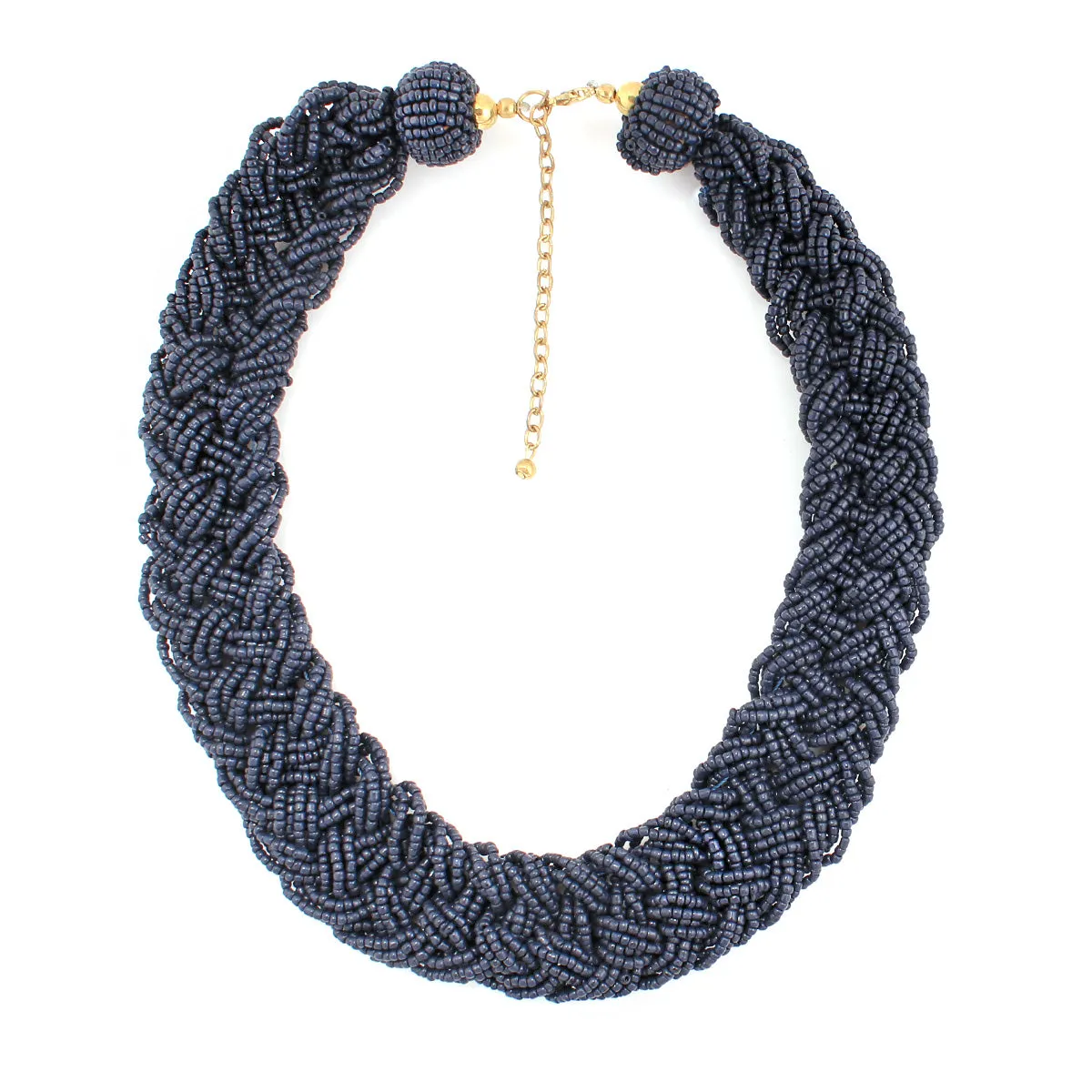 DARK BLUE SEED BEAD NECKLACES #FW1404344 (ID21/A SEC)