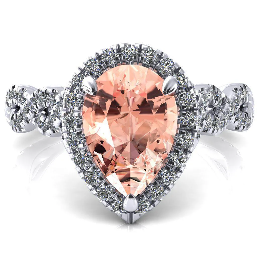 Delaney Pear Champagne Sapphire Halo Diamond 3/4 Infinity Eternity Ring