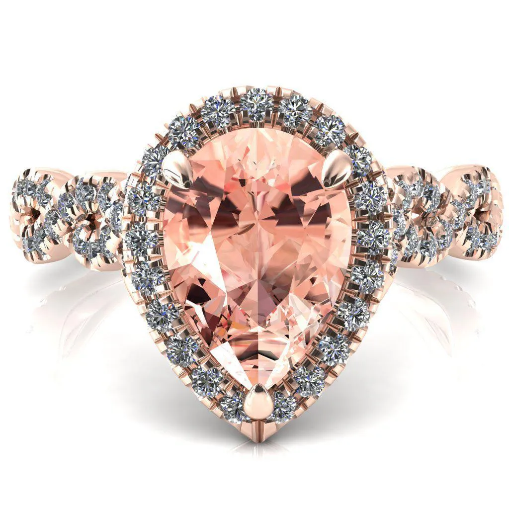 Delaney Pear Champagne Sapphire Halo Diamond 3/4 Infinity Eternity Ring