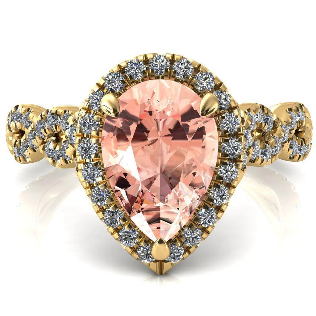 Delaney Pear Champagne Sapphire Halo Diamond 3/4 Infinity Eternity Ring