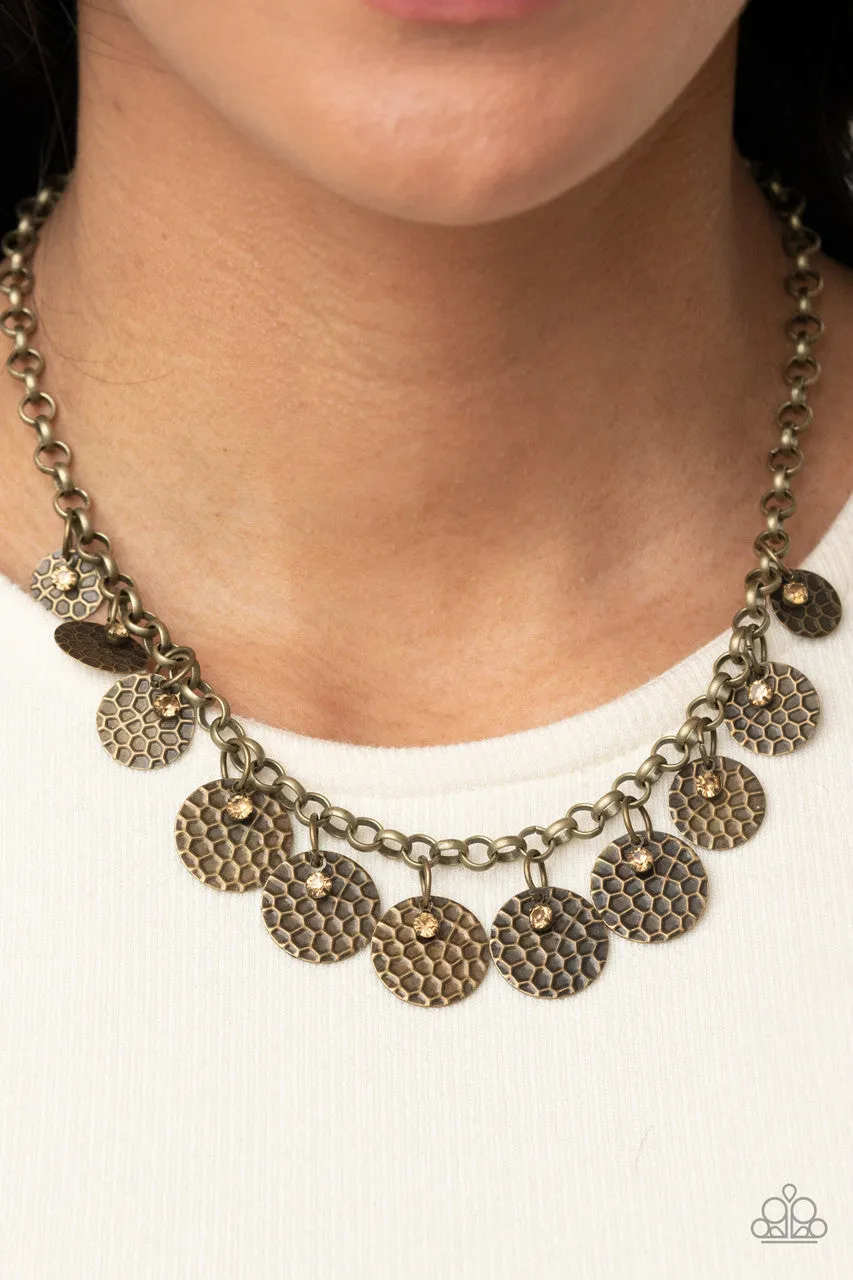 Delightfully Dappled Brass Paparazzi Necklace