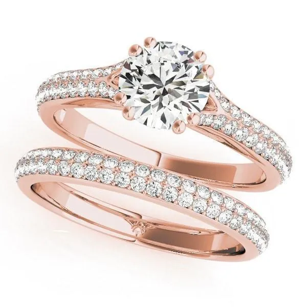 Delphine Round Center Stone Double Diamond Row Pave Engagement Ring