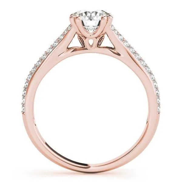 Delphine Round Center Stone Double Diamond Row Pave Engagement Ring