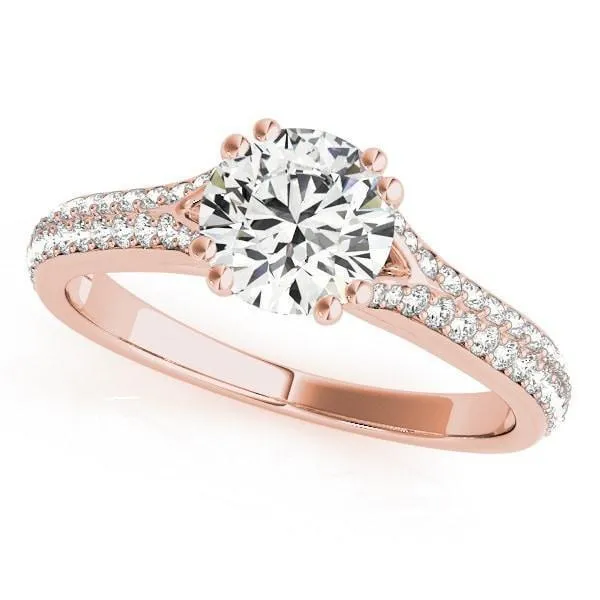 Delphine Round Center Stone Double Diamond Row Pave Engagement Ring