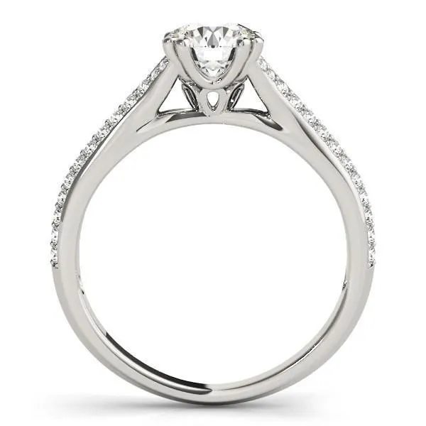 Delphine Round Center Stone Double Diamond Row Pave Engagement Ring